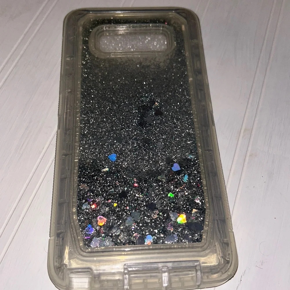 Galaxy note 8 case liquid glitter silver NEW
